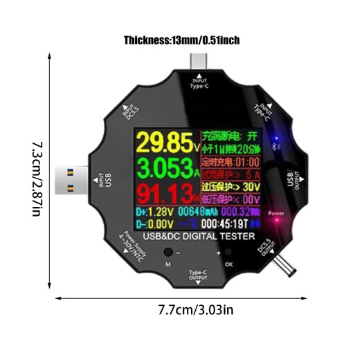 Multifunktionaler USB-C-Tester, UD18 Digitalmultimeter für 1