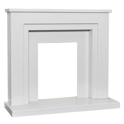 Acantha Dallas White Marble Fireplace with Downlights, 42 Inch 2
