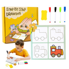 Pen Control Workbook for Kids Ages 3 to 5 Reusable Tracing Books, Stick Figure Cards