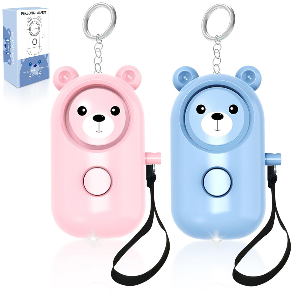 Security Alarm Key Fob, 130 Db Siren Led Light, Selfdefense For Outdoor (Blue Pink) 9365049839860