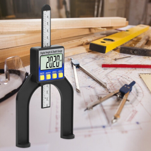 Professional Digital Height Gauge, Adjustable Distance Multi-Function Depth Aperture Measurement For Manual Router Table Use 2
