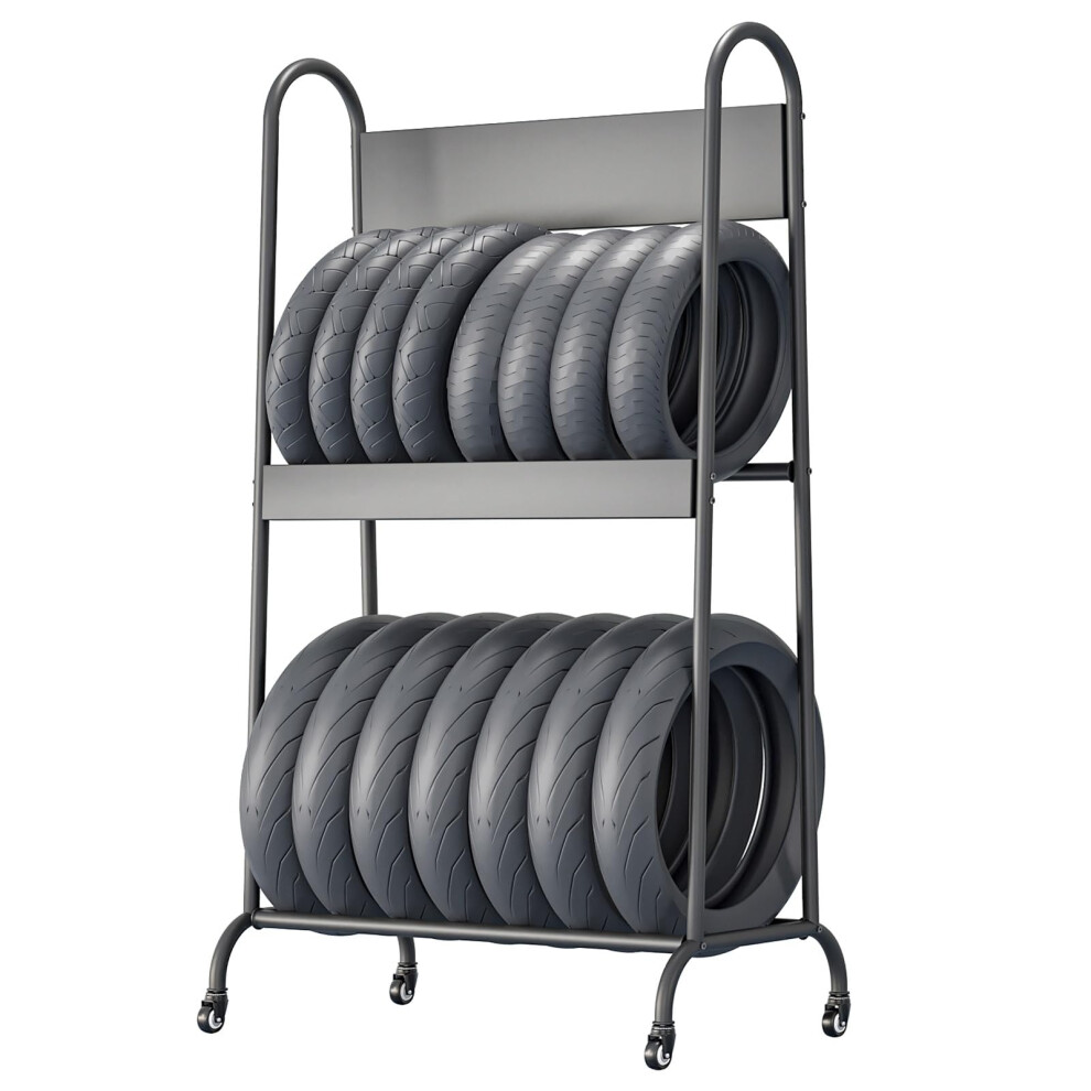Adjustable Garage Tire Storage Rack 80Kg Capacity Motorcycle Tire Stand With Wheels For Workshop 9189345311833