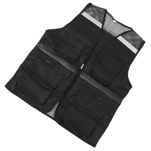 Breathable Reflective Work Vest with Clear Reflection Pocket and Zipper Front