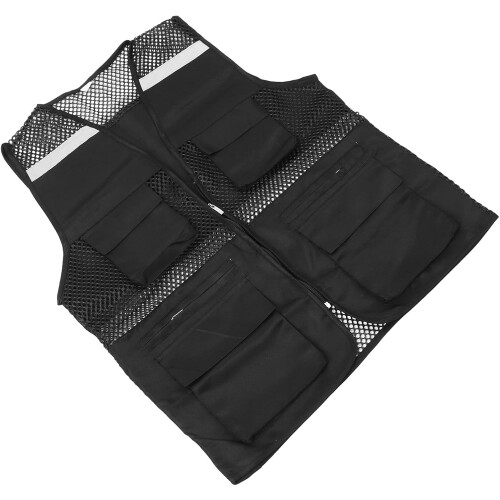 Breathable Reflective Work Vest with Clear Reflection Pocket and Zipper Front 1
