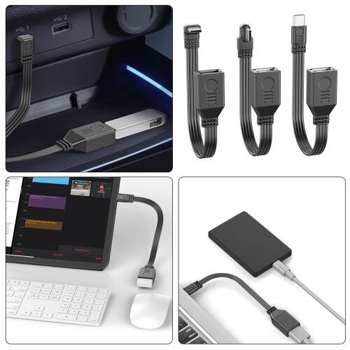 Câble USB C vers USB 2.0-0,3 m plier le boîtier gauche droit 1