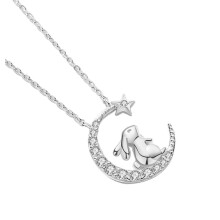 Sterling Silver Girls' Necklace with Rabbit Pendant, Stars and Moon, Dainty Chain