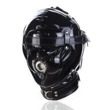 Adult Sex Toy Leather Head Hood Mask Blindfold for Cosplay BDSM Bondage Black Leather for Women and Men SMGame