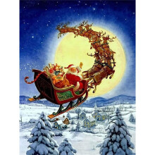 11ct Stamped Cross Stitch Kits For Adults And Beginners Pre Printed Embroidery Set Santa Claus Design Wall Decor 30x40cm