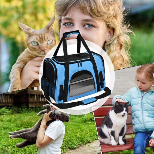 Breathable pet carrier bag in blue 2