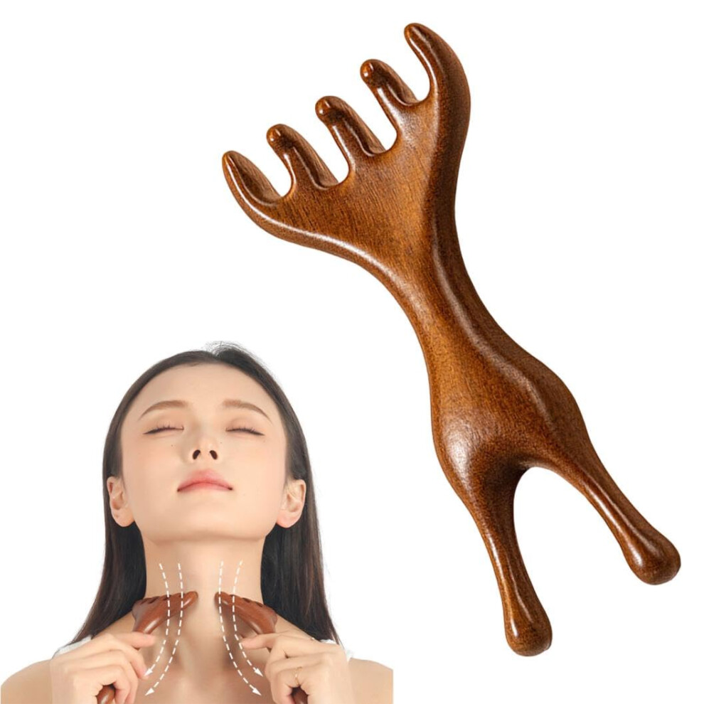FiveClaw Meridian Massage Comb, Natural Wooden Gua Sha Tool, FullBody Relaxation Massage Combs for Scalp, Face, Neck, and Shoulder Relaxation