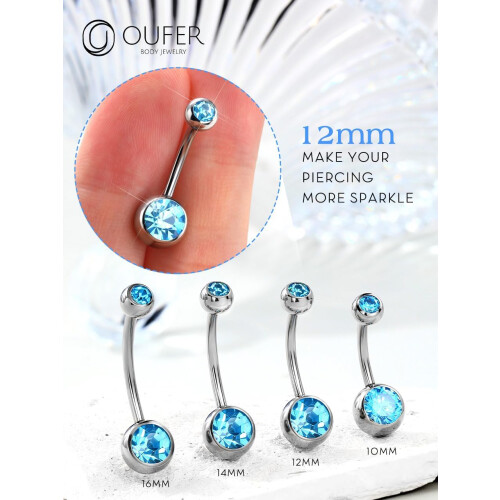 Titanium Belly Button Piercing 14G Externally Threaded 10/12/14/16mm Barbell Rings 1