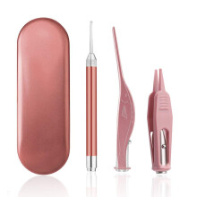Earwax removal tool set: LED light ear spoon, earwax excavator and tweezers