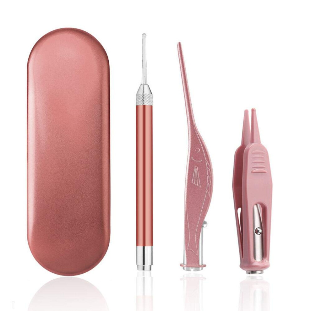 Light Earwax Removal Tool Set: Led Ear Spoon, Earwax Excavator And Tweezers