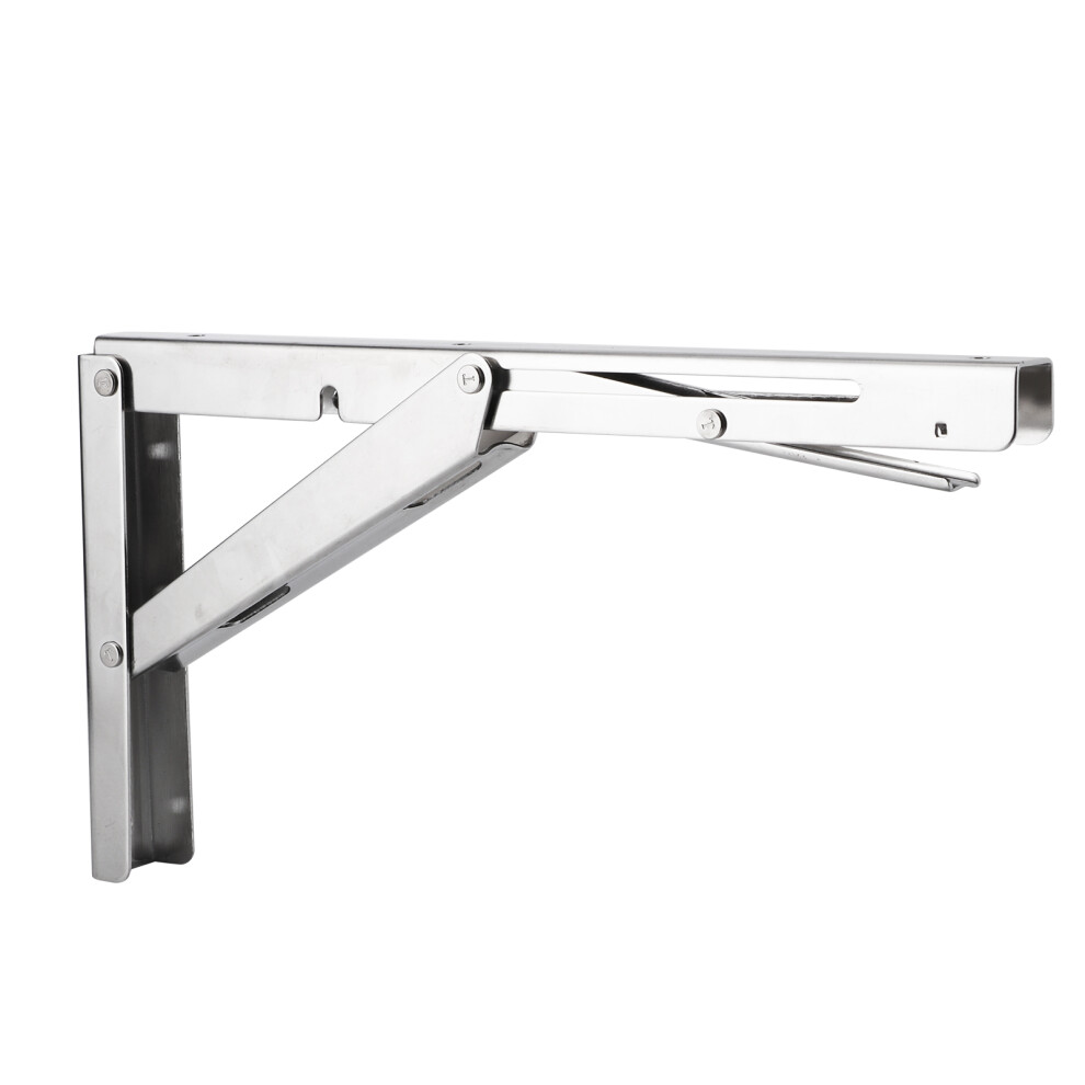 Wall Mounted Bracket Folding Shelf Brackets, Heavy Load Capacity Triangle Structure Stainless Steel, Space Saving Foldable Design For Diy, Easy 9159805501524