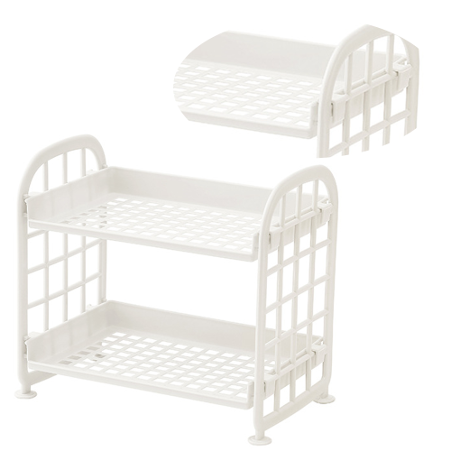 Elegant Table Shelf Organizer For Your Cosmetics, Adjustable Plastic Storage Rack With Solid Colors For Any Room 2