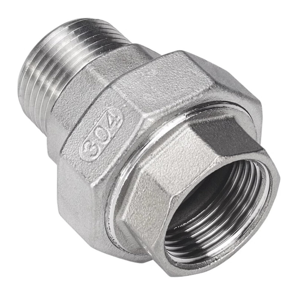 3/4 Inch NPT Pipe Fitting Connector Female to Male 304 Stainless Steel Union Coupler LeakProof