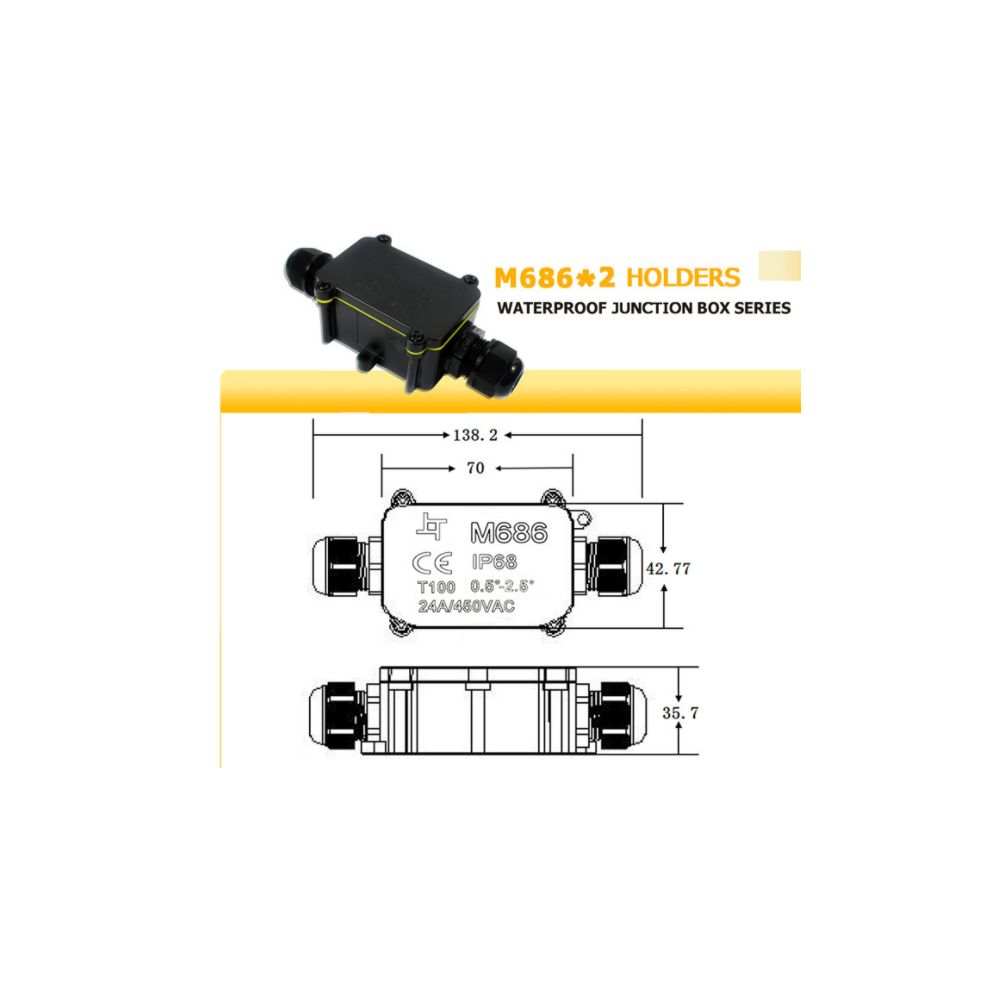 Electrical Cable Protector, Waterproof Junction Box Outdoor Ip68 Protection Dust-Proof For Horizontal And Vertical Installation, Flame Retardant Pc 9128293342247