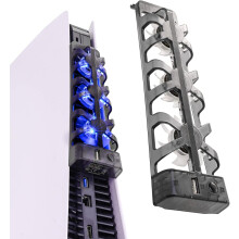 Horizontal3Fans Design koelventilator voor PlayStation 5, ruimtebesparend en eenvoudig te installeren, compacte standaard met laag geluidsniveau.