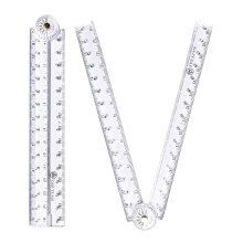 Measuring Ruler Foldable 30cm, Transparent Drawing Ruler with Protractor Up to 180 and Centimeter Scale, Non-slip Material Lightweight Ruler for