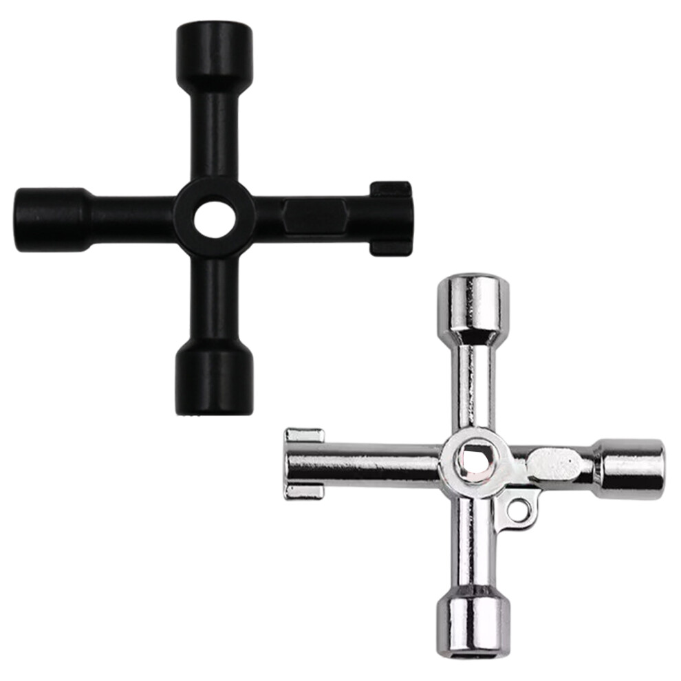 Compact And Portable 4 Way Utility Key, Wide Application Cross Key For Gas Meter Water Faucet Electrical Cabinet Valve Spigot, Durable 2 Pack 4 Way 9173940670327
