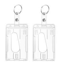 Hard Plastic Badge Holder for School ID, Rigid PC Transparent Material Heavy Duty Vertical Easy To Access, Thumb Slot Multi-purpose for Teachers