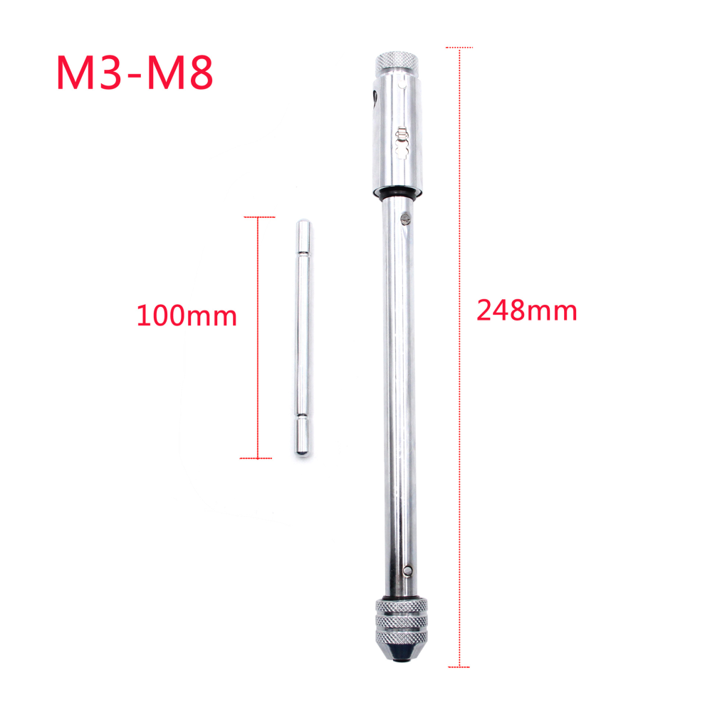Versatile T-Handle Reversible Ratchet Tap Wrench, For M3-M8 Metric Thread Taps, Ratcheting Action Spanner With Secure Steel Jaws And Anti-Skid Design 9128293342254