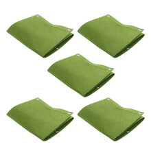 Plant Growing Bags 5Pcs Wall Hanging Degradable 3-Pockets Garden Planter Green