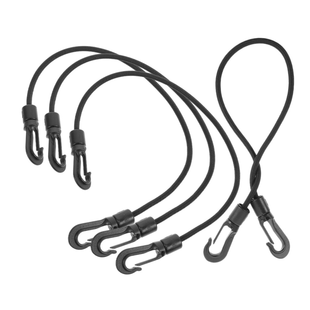Pack Of 4 Kayak Rope Hooks, Heavyduty Bungee Cords, Luggage Tiedown Straps, Black 9365049842662