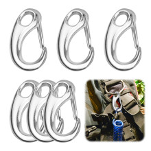 6 Pieces C Spring Loaded Snap Hook Carabiner with Spring Hook for Mountaineering, Camping, Hiking and Outdoor Activities, 50mm Length
