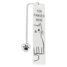 Metal Bookmark with Cat Paw Charm