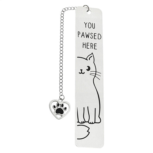 Metal Bookmark with Cat Paw Charm