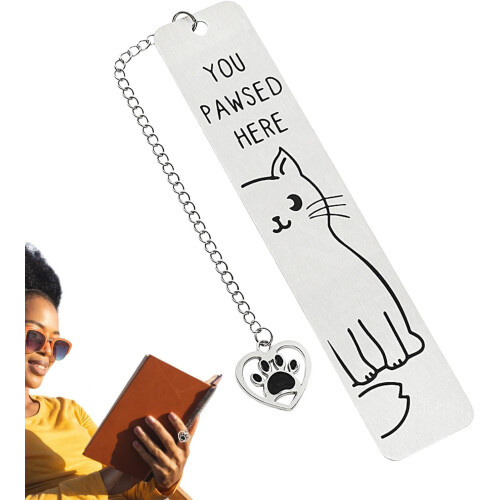 Metal Bookmark with Cat Paw Charm 1