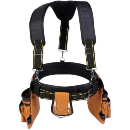 Tool belt with adjustable suspenders, detachable pouches, adjustable tool pouch with removable (C) 2