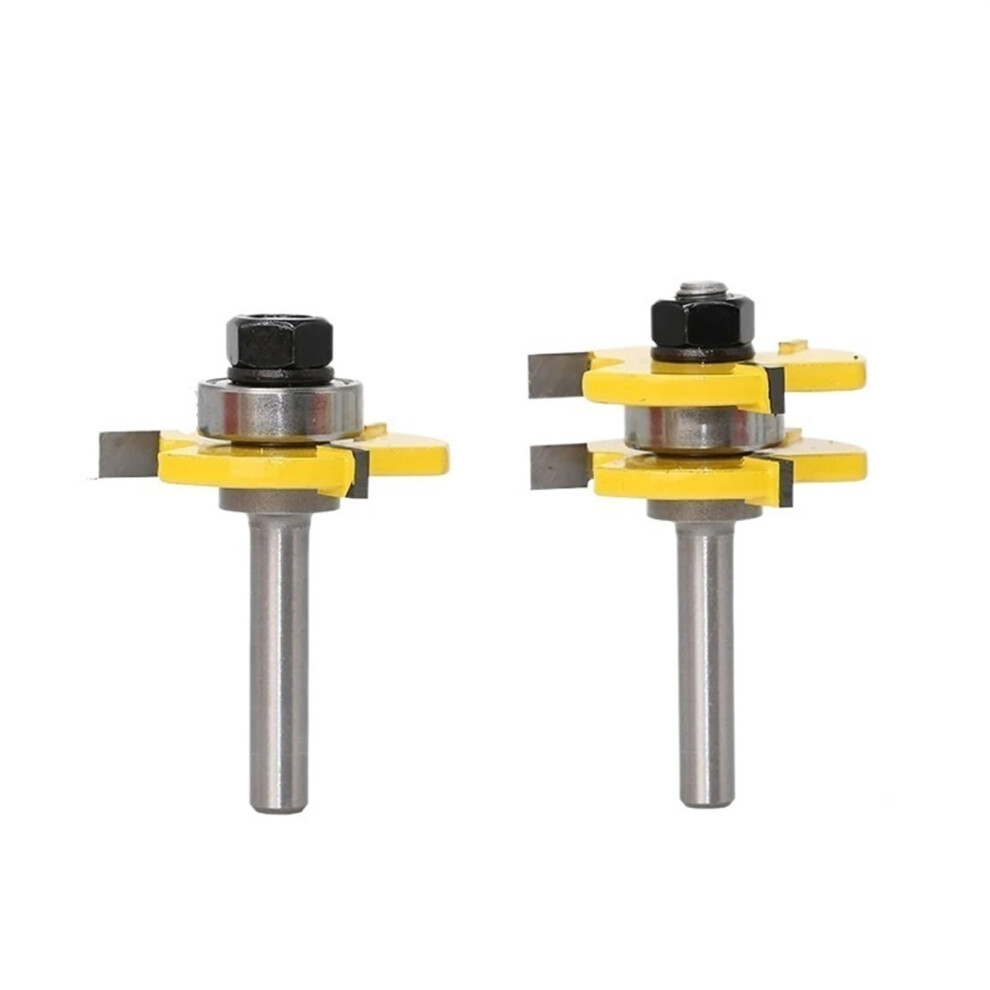 Tongue And Groove Router Bit 2Piece Set, 8Mm Shank, 3 Teeth, Tshape, Wood Milling Cutter For Woodworking 9189345014352