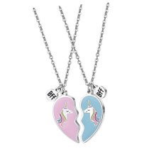 Two necklaces with heart puzzle for friends, decorative clavicle chain for girls, durable for parties and.