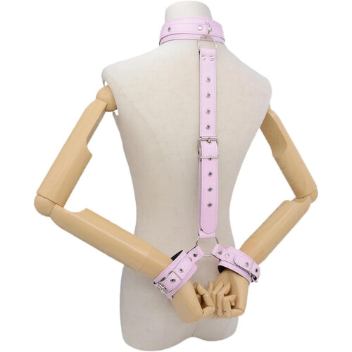 BDSM Bondage Restraints Set with Adjustable PU Leather Handcuffs and Collar for Couples Red 1