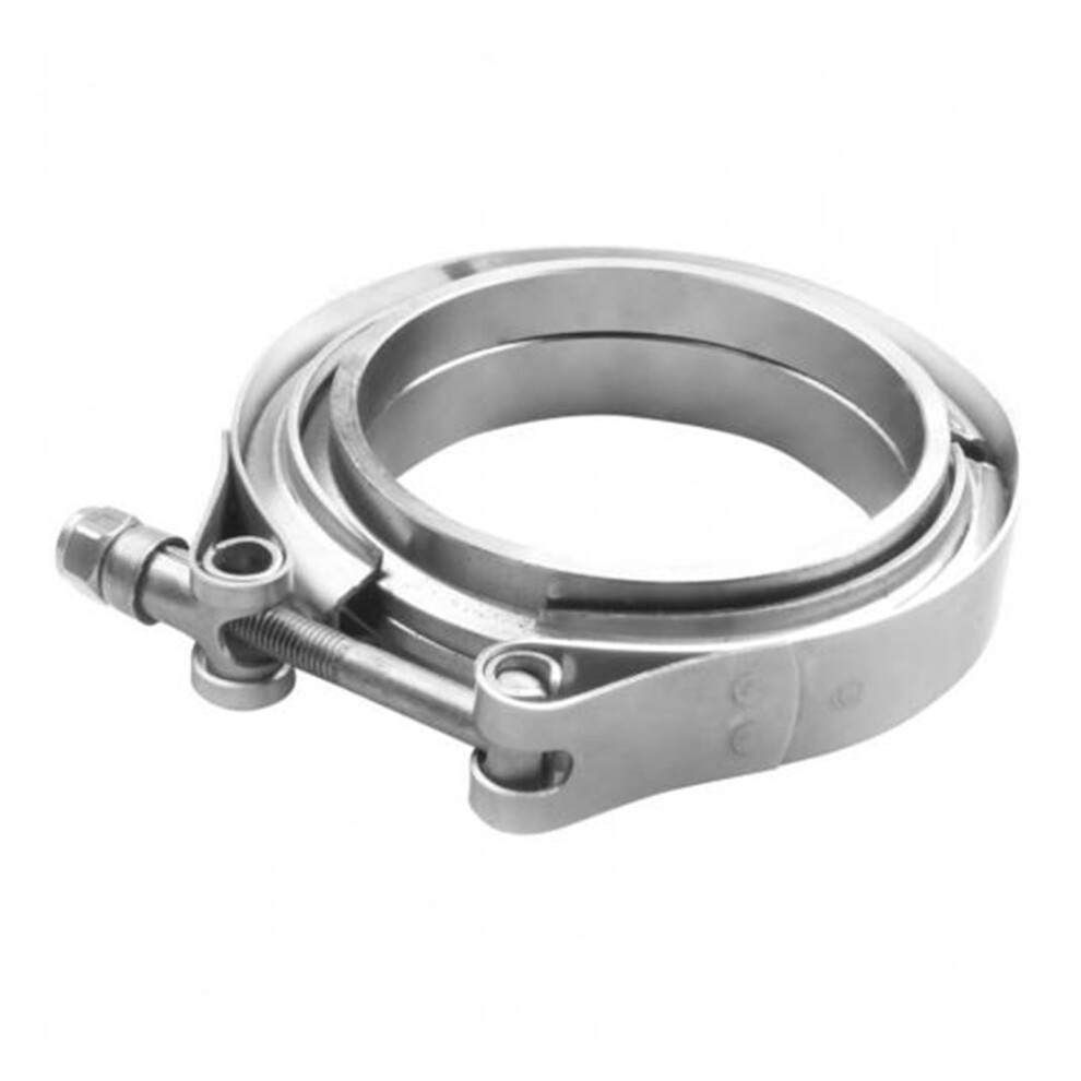 2.5Inch Wearresistant Vband Flange Clamp Modified Parts Antirust Heavy Duty Stainless Steel Turbo Exhaust Car Flange Clamp Silver 9365049843799