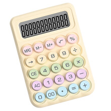 Niedlicher Taschenrechner mit runden Tasten, mechanischer-Gelb
