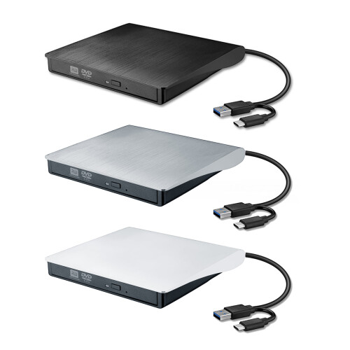 Optisches Laufwerk mit USB 3.0 und Typ C, externer-Silber 1