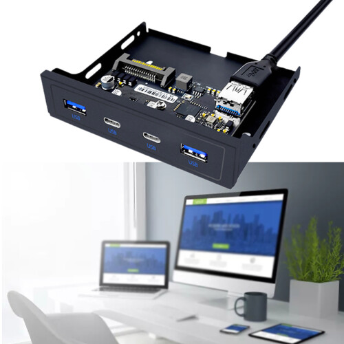Desktop 20Pin Floppy Bay USB 3.2 Hub mit 60cm Kabel, 2xUSB 3.0 + 1