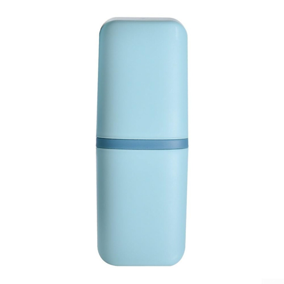 Blue Portable Toothbrush Storage Case With Toothpaste Holder For Camping Travel School And Business Trips