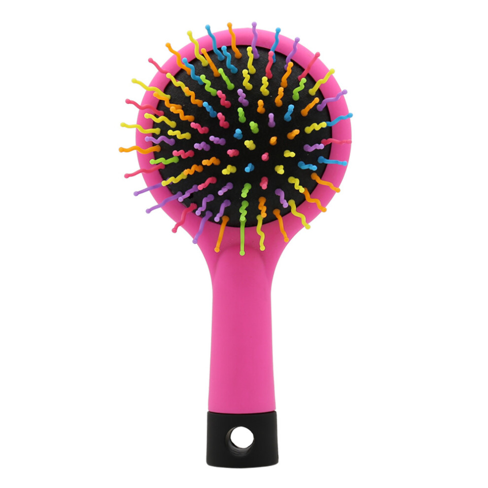Unisex Rainbow Detangler With Ergonomic Bamboo Handle, Anti-Static Detangling Comb Promotes Healthy Shiny Soft Hair