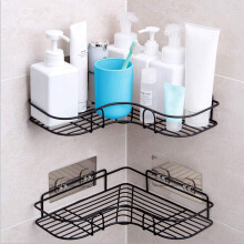 SUS304 Stainless Steel Floating Shelf, Easy Install Remove Non-Drilling Adhesive Shower Basket For Bathroom And Kitchen, Corner Bathroom Organizer Wit