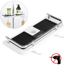 Bathroom Shelf, Space-Grade Aluminium & ABS Material, Wide Variety of Uses for Shower Organizer, Shutter Drain Shelf for Quick Drying