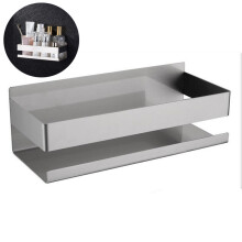 Multifunctional Storage Tray, Wall Mount Bathroom Shower Shelf for Kitchen And Bath Areas, Thickened Stainless Steel Material, Adhesive Installation W