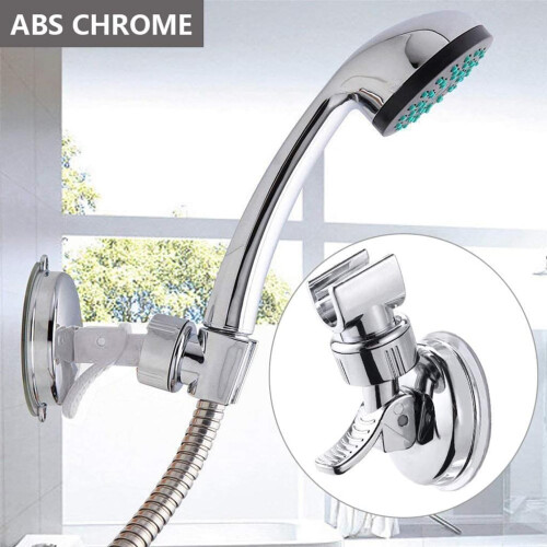 Suction Cup Bracket for Smooth Surfaces, Wall Mounted Adjustable Shower Head Holder with Removable Handheld Showerhead, Universal Movable Seat Easy In 1