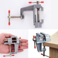 Bench Vise Tool for Small Projects, 360 Flexible Head Swivel Clamp-On Workbench Holder with Cast-Aluminum Construction, Mini Table Vise for Jewelry
