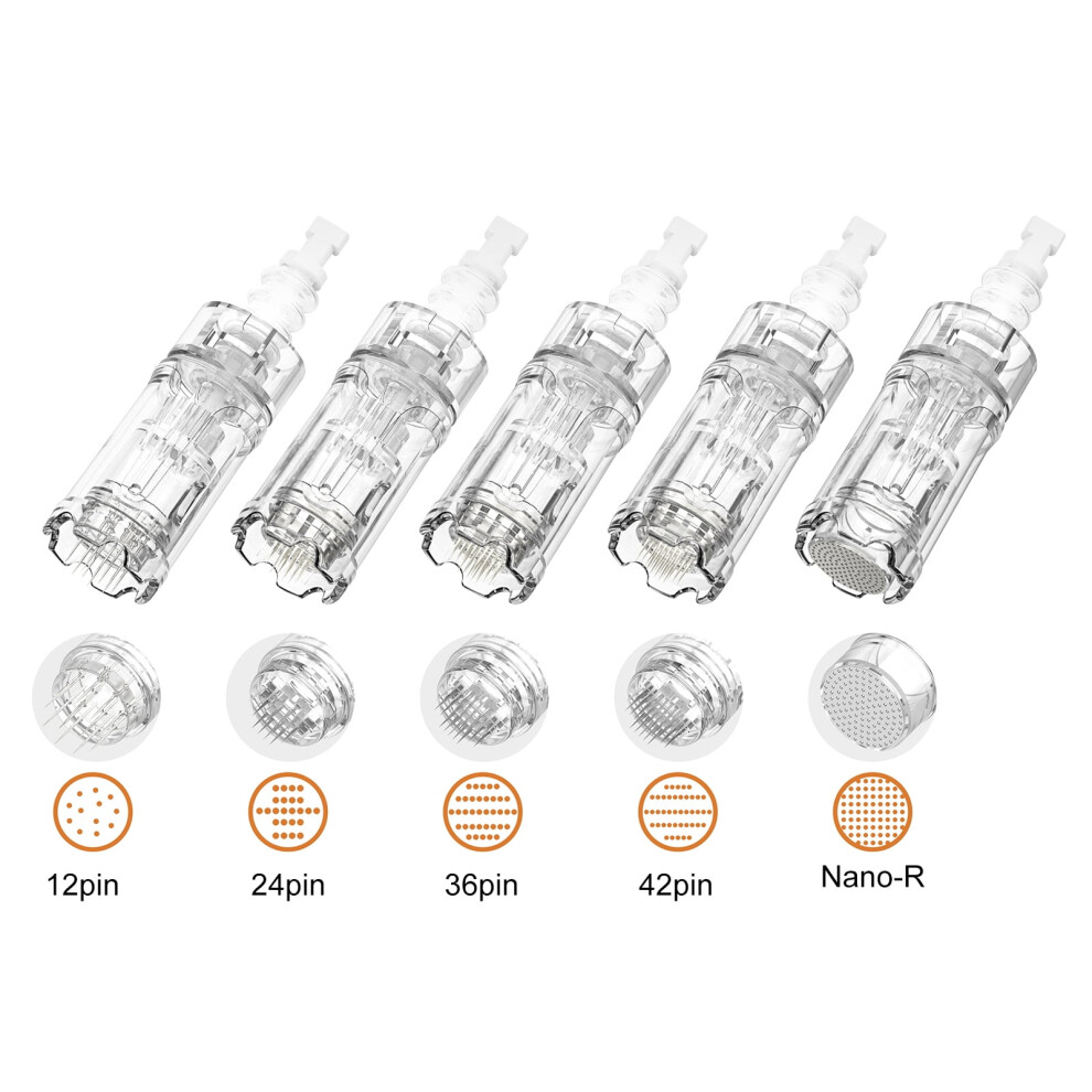Replacement Cartridge For Microneedling Pen, Microneedling Pen Cartridges With Transparent Body And Single-Use Design, E.O Gas Sterilized Disposable