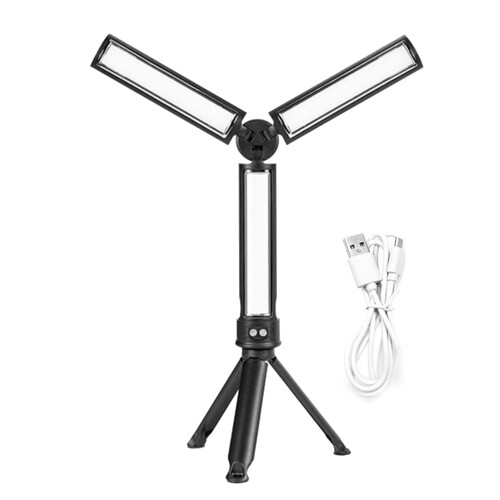 Adjustable Brightness Work Light, Foldable Rechargeable Work Light with Power Display and USB Charging System, Multifunctional LED Lighting for