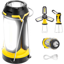 Lantaarn met meerdere lichtstanden, oplaadbare werklamp met powerbankfunctie, geschikt voor kamperen en wandelen, IPX5 waterdicht en valbestendig.